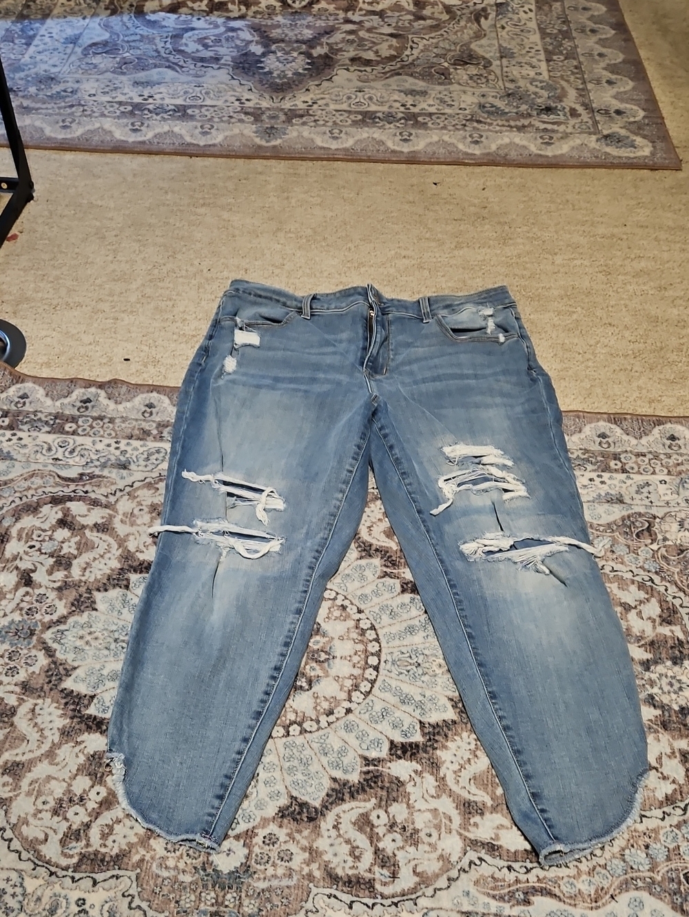 Maurices Light Blue Distressed Boyfriend Crop Jeans